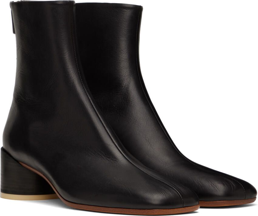 MM6 Maison Margiela Black Leather Boots - Picture 2
