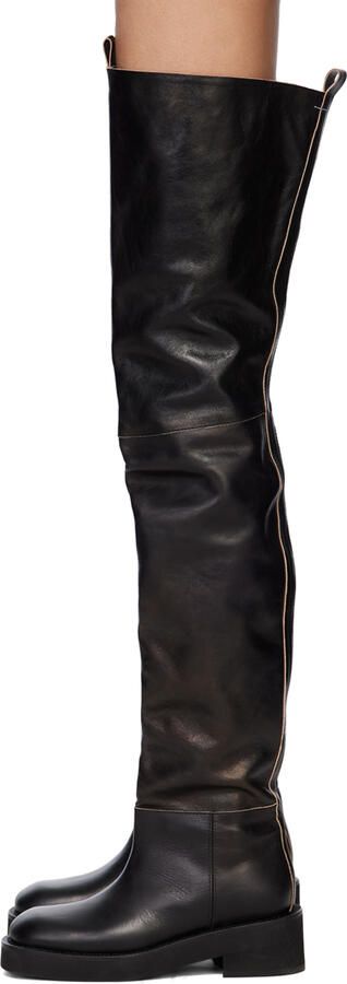 MM6 Maison Margiela Black Paneled Over-The-Knee Boots - Picture 3