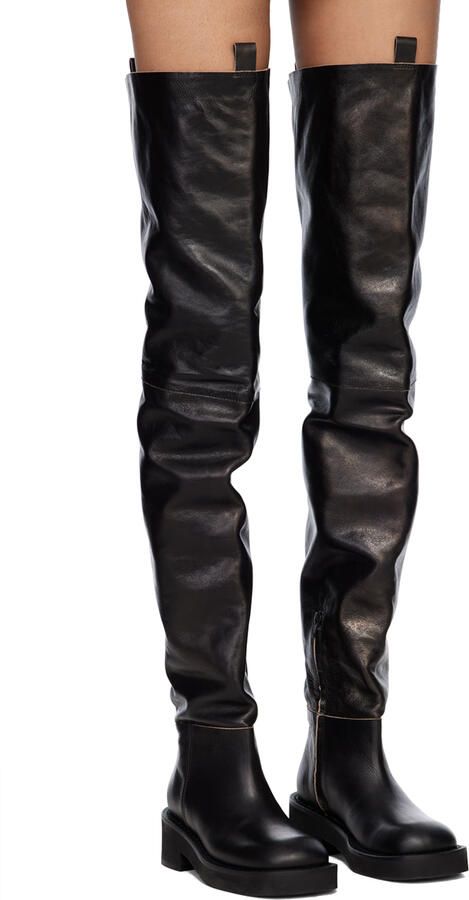 MM6 Maison Margiela Black Paneled Over-The-Knee Boots
