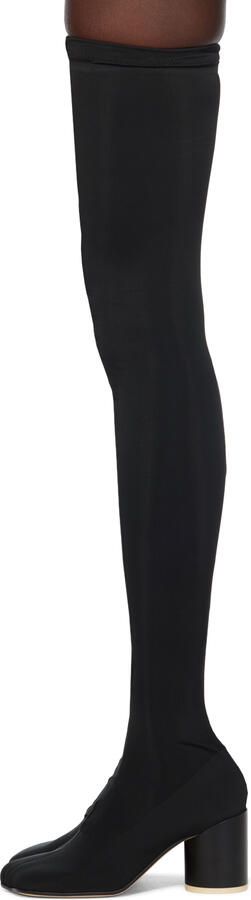 MM6 Maison Margiela Black Thigh-High Sock Boots - Picture 4