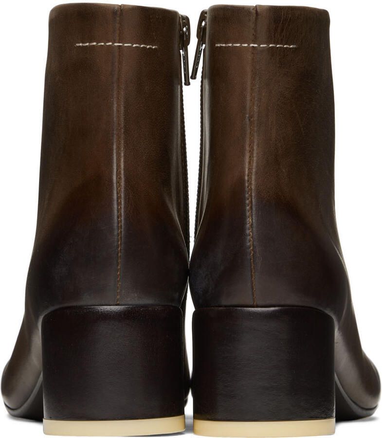MM6 Maison Margiela Brown Anatomic Ankle Boots