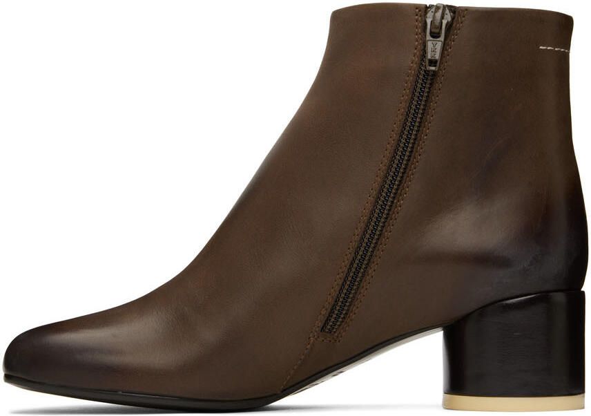 MM6 Maison Margiela Brown Anatomic Ankle Boots - Picture 3