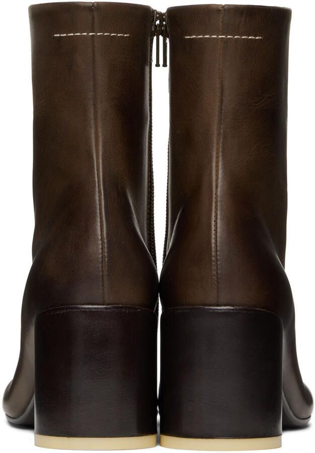 MM6 Maison Margiela Brown Anatomic Ankle Boots - Picture 3