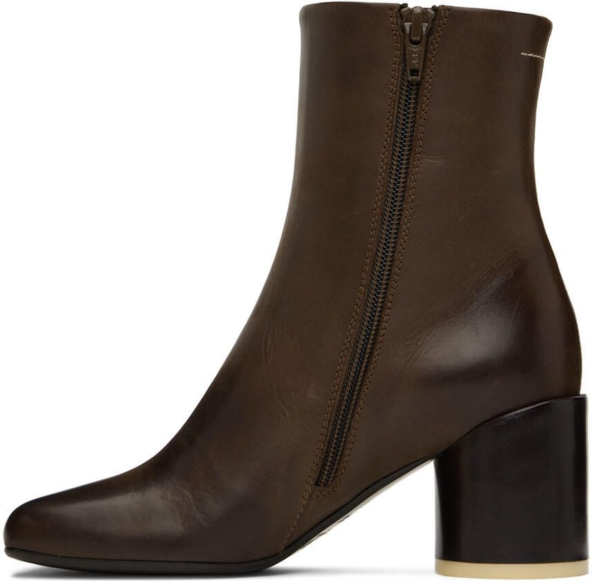 MM6 Maison Margiela Brown Anatomic Ankle Boots - Picture 2