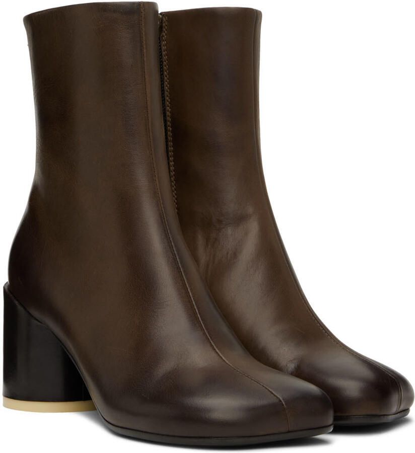 MM6 Maison Margiela Brown Anatomic Ankle Boots