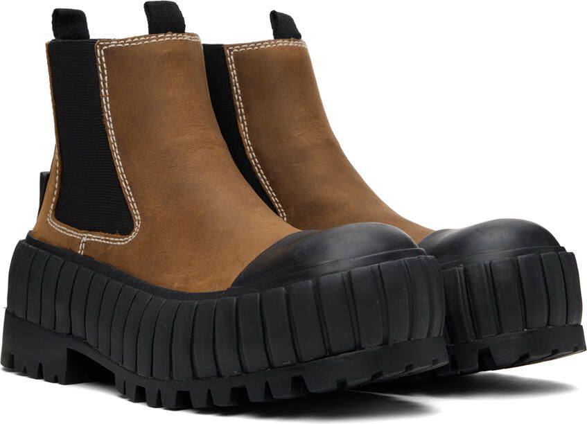 MM6 Maison Margiela Brown Chunky Chelsea Boots - Picture 2