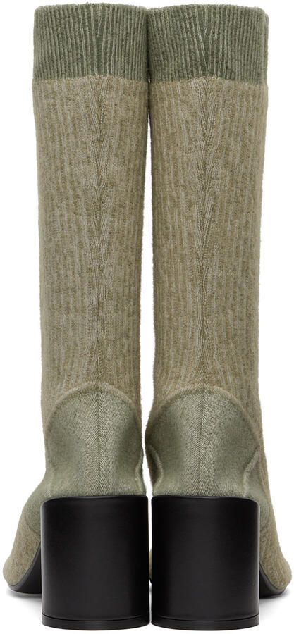 MM6 Maison Margiela Gray Knit Tabi Boots - Picture 3
