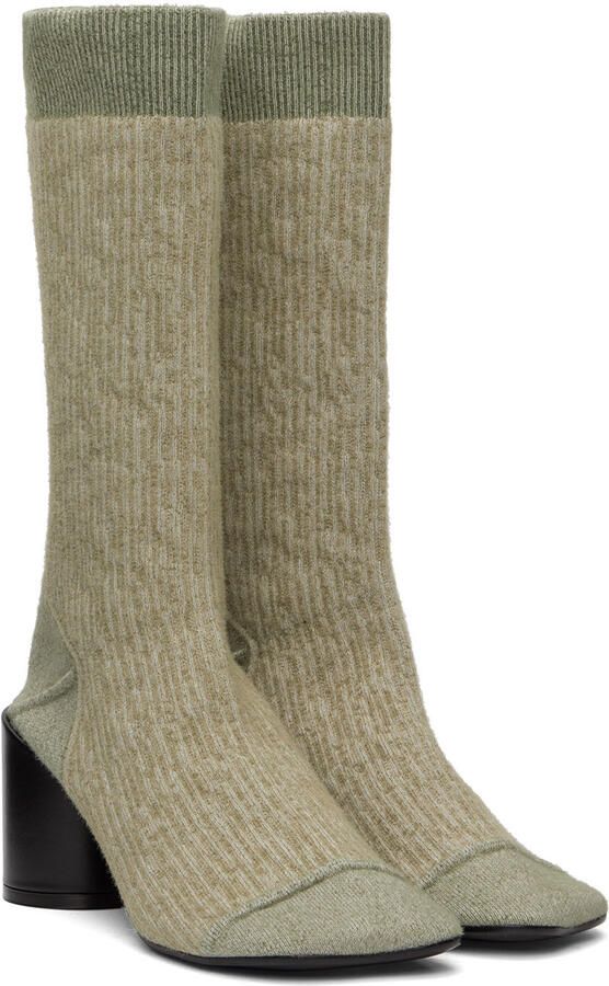MM6 Maison Margiela Gray Knit Tabi Boots - Picture 2
