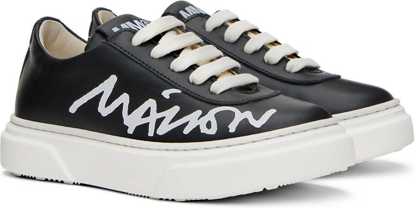 MM6 Maison Margiela Kids Black Cursive Logo Sneakers - Picture 2
