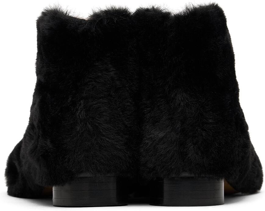 MM6 Maison Margiela Kids Black Faux-Fur Ankle Boots