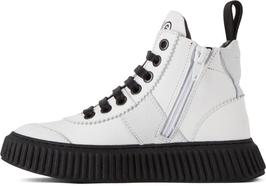 MM6 Maison Margiela Kids White & Black Logo Boots - Picture 3