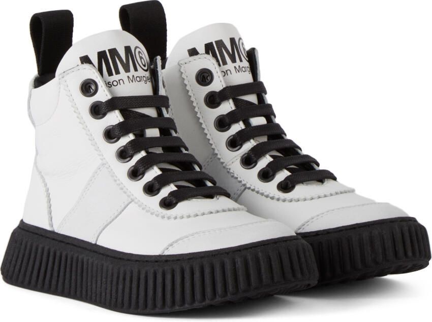 MM6 Maison Margiela Kids White & Black Logo Boots - Picture 2