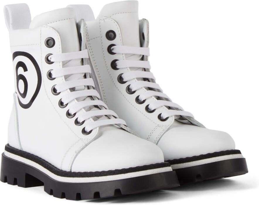 MM6 Maison Margiela Kids White Logo Boots - Picture 2