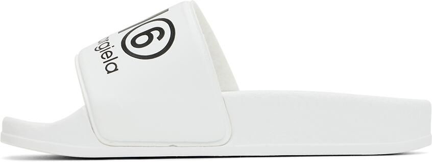 MM6 Maison Margiela Kids White Logo Slides - Picture 3