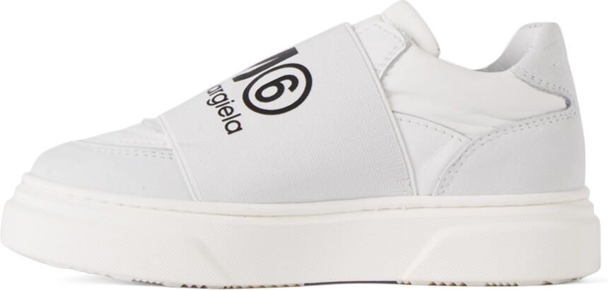 MM6 Maison Margiela Kids White Logo Slip-On Sneakers - Picture 3