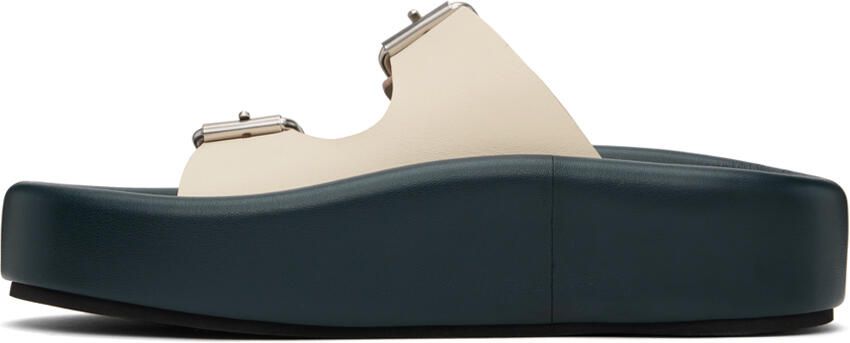 MM6 Maison Margiela Navy & Off-White Pin-Buckle Sandals - Picture 3