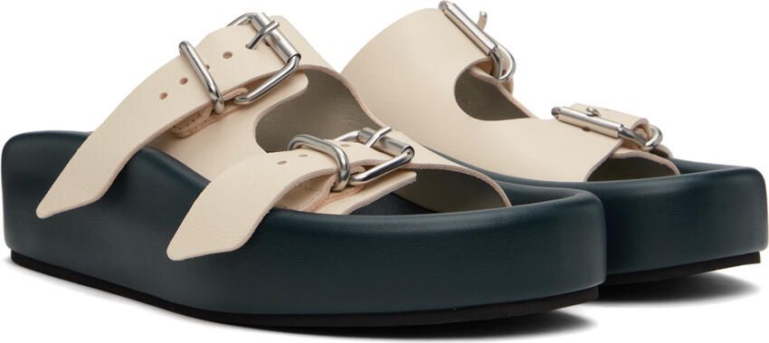 MM6 Maison Margiela Navy & Off-White Pin-Buckle Sandals