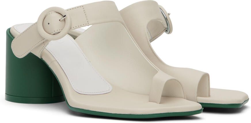 MM6 Maison Margiela Off-White Buckle Heeled Sandals