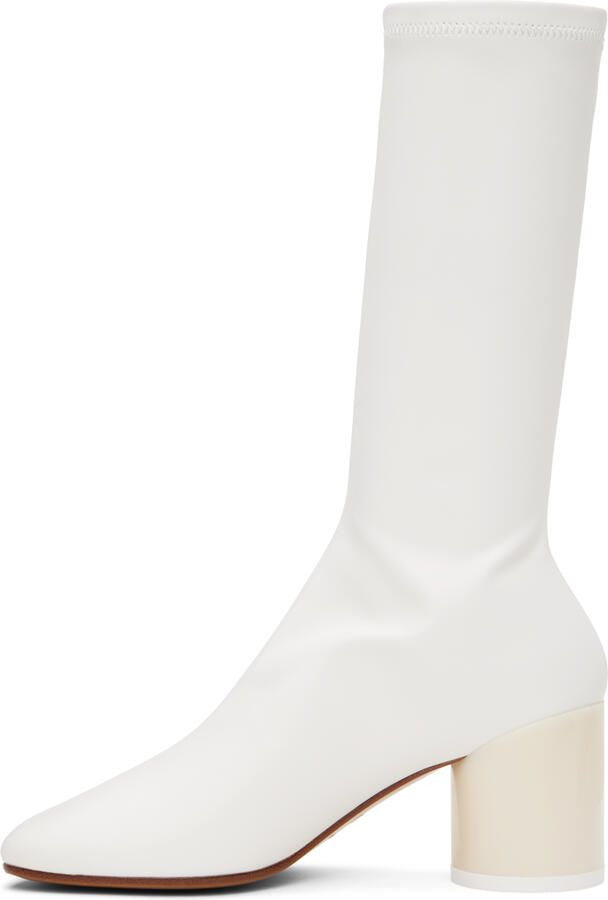 MM6 Maison Margiela Off-White Faux-Leather Boots