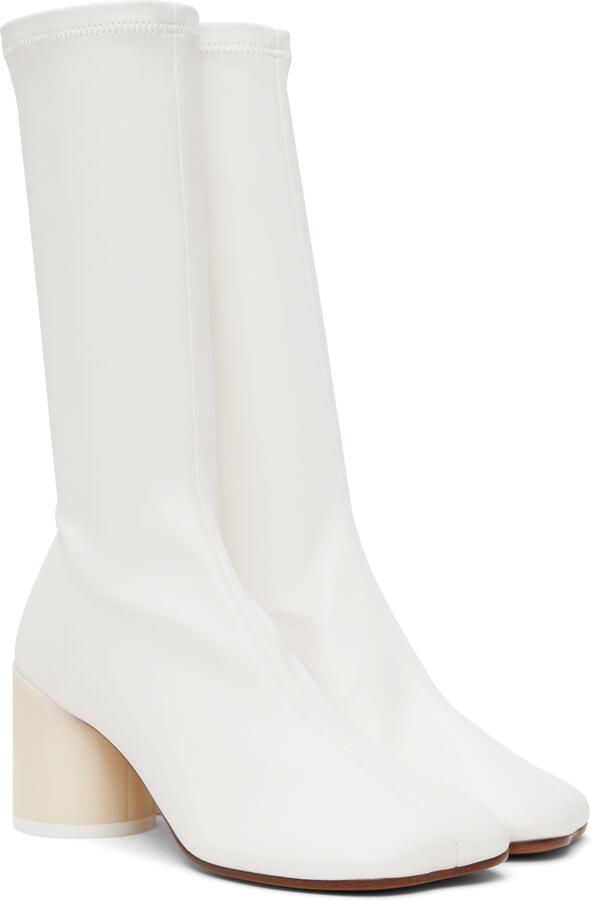 MM6 Maison Margiela Off-White Faux-Leather Boots - Picture 2