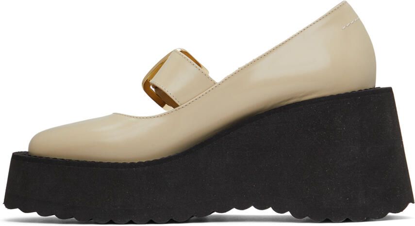 MM6 Maison Margiela Off-White Mary Jane Wedges - Picture 2