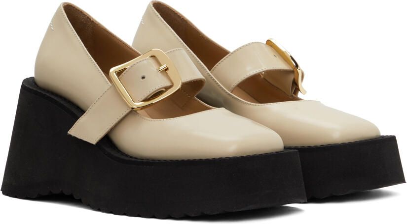 MM6 Maison Margiela Off-White Mary Jane Wedges - Picture 3