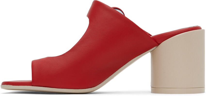 MM6 Maison Margiela Red Buckle Heeled Sandals - Picture 3