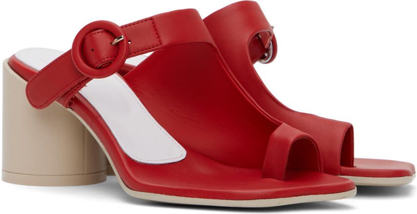 MM6 Maison Margiela Red Buckle Heeled Sandals - Picture 2