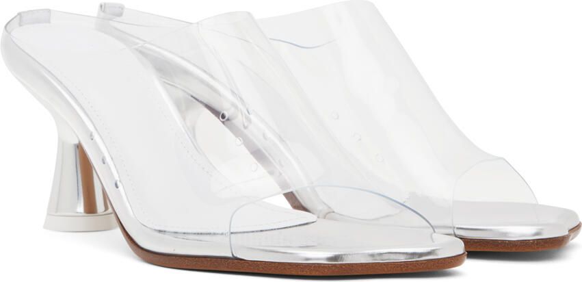 MM6 Maison Margiela Silver Perforated Mules - Picture 2