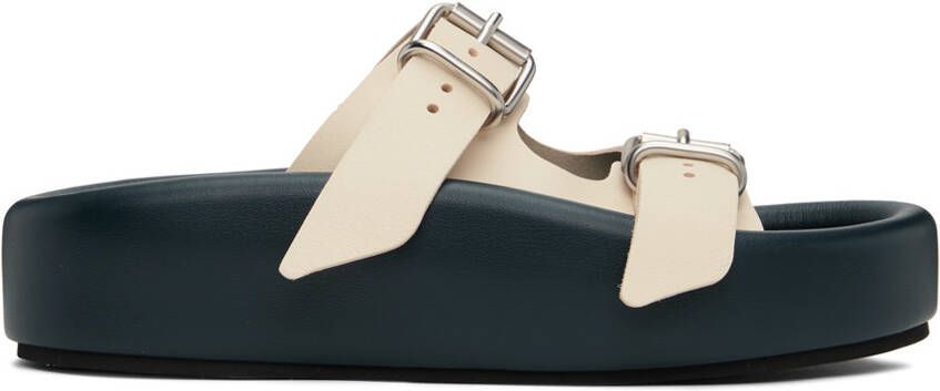 MM6 Maison Margiela Navy & Off-White Sunken Buckle Sandals