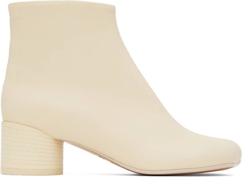 MM6 Maison Margiela Off-White Anatomic Ankle Boots - Picture 2