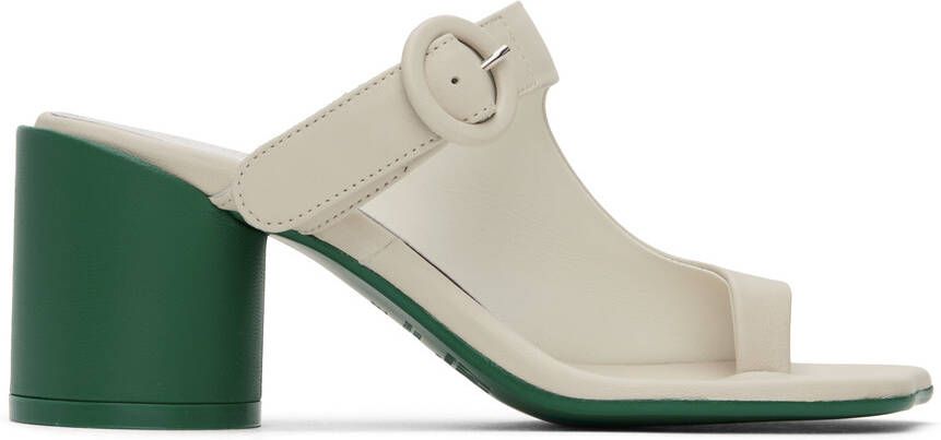 MM6 Maison Margiela Off-White Buckle Heeled Sandals - Picture 3