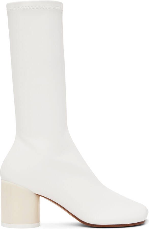 MM6 Maison Margiela Off-White Faux-Leather Boots - Picture 5