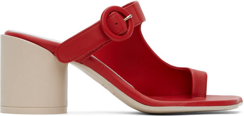 MM6 Maison Margiela Red Buckle Heeled Sandals - Picture 4