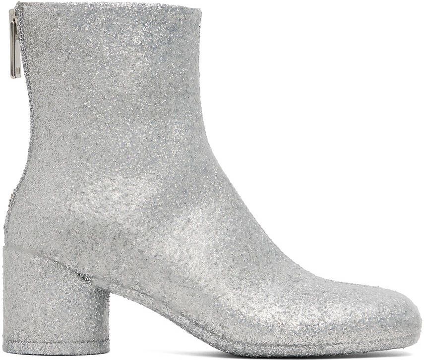 MM6 Maison Margiela Silver Glitter Boots - Picture 5