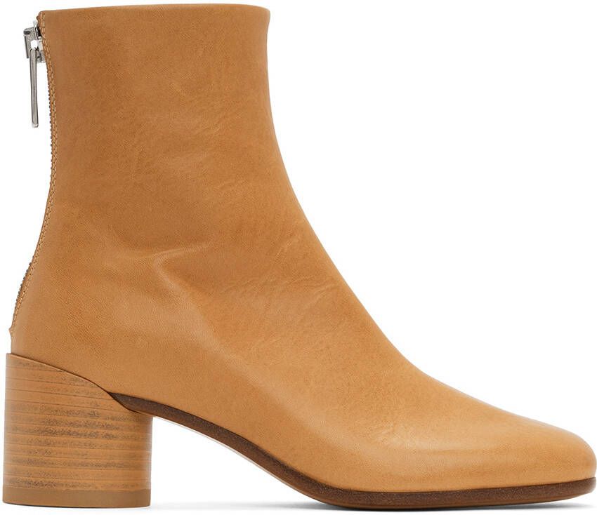 MM6 Maison Margiela Tan Anatomic Ankle Boots - Picture 5