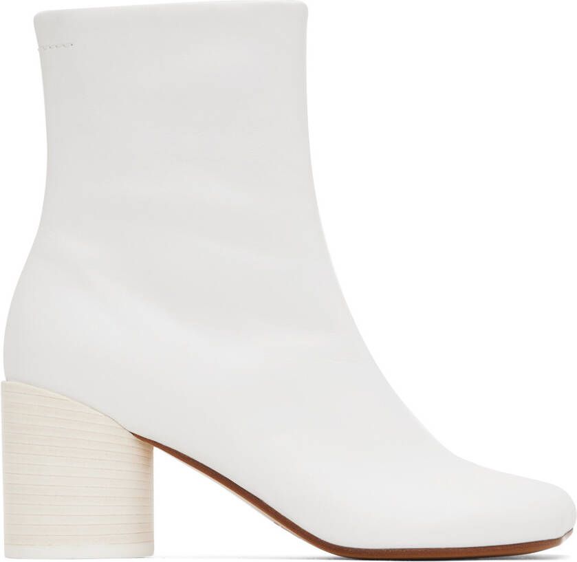 MM6 Maison Margiela White Anatomic 70 Boots - Picture 5