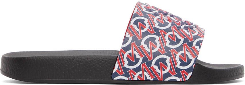 Moncler Black & Red Logo Basile Slides - Picture 5
