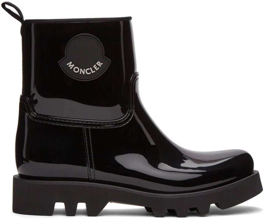 Moncler Black Shiny Rubber Ginette Rain Boots - Picture 5