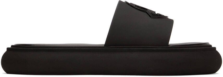 Moncler Black Slyder Slides