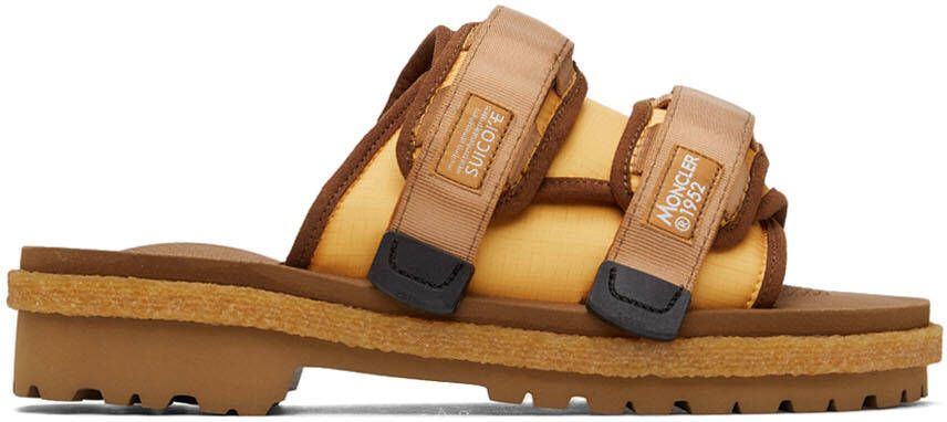 Moncler Genius 2 Moncler 1952 Orange & Tan Moto Mountain Sandals - Picture 4