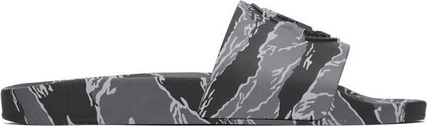 Moncler Grey Tiger Stripe Basile Slides - Picture 5