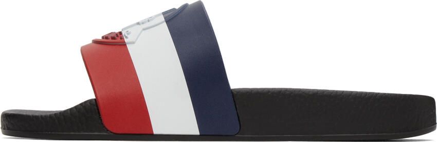 Moncler Black Striped Basile Slides - Picture 4