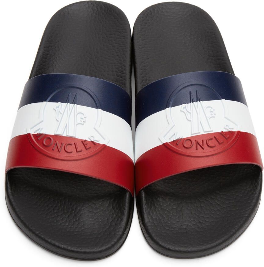 Moncler Black Striped Basile Slides