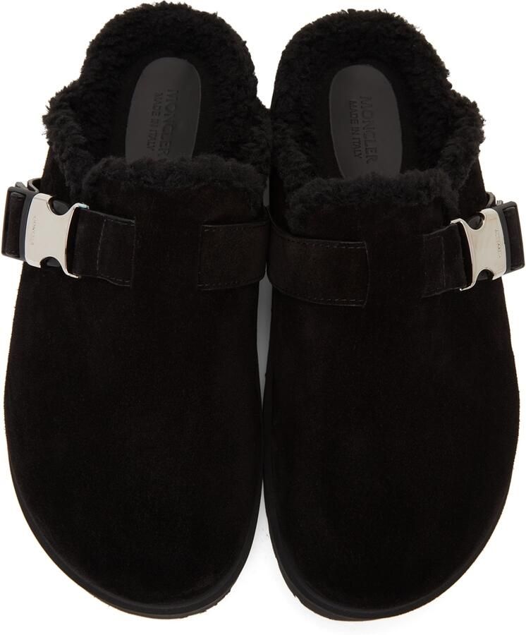 Moncler Black Suede Mon Mule Slides