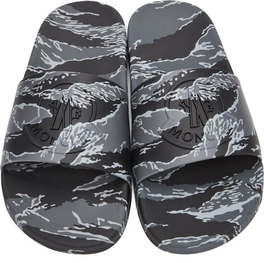 Moncler Grey Tiger Stripe Basile Slides