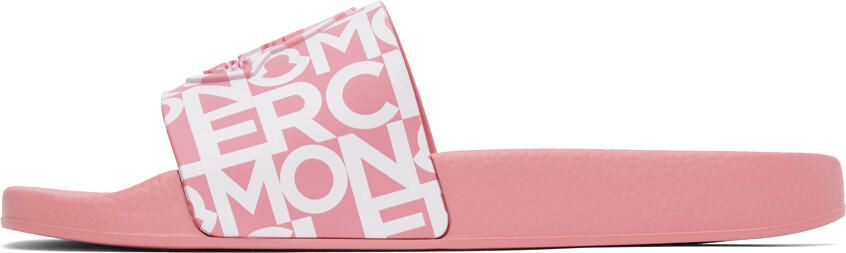 Moncler Pink Embossed Slides - Picture 4