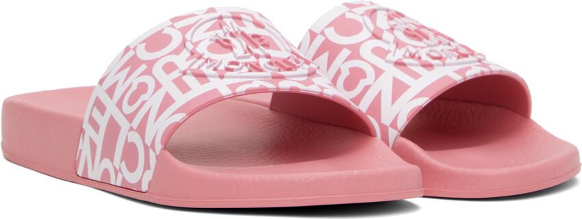 Moncler Pink Embossed Slides - Picture 2