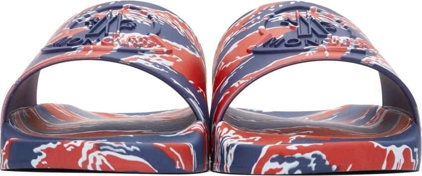Moncler Red & Blue Tiger Stripe Basile Slides - Picture 3