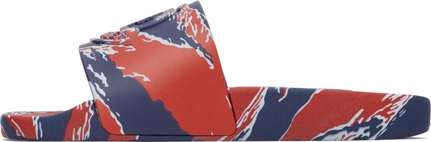 Moncler Red & Blue Tiger Stripe Basile Slides - Picture 4